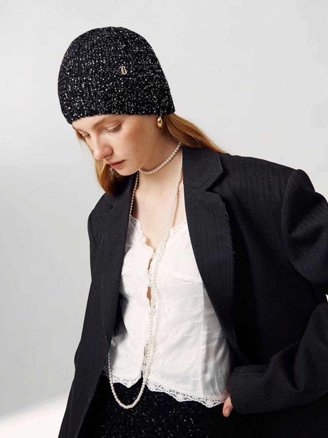 Midnight Sparkle Knit Beanie