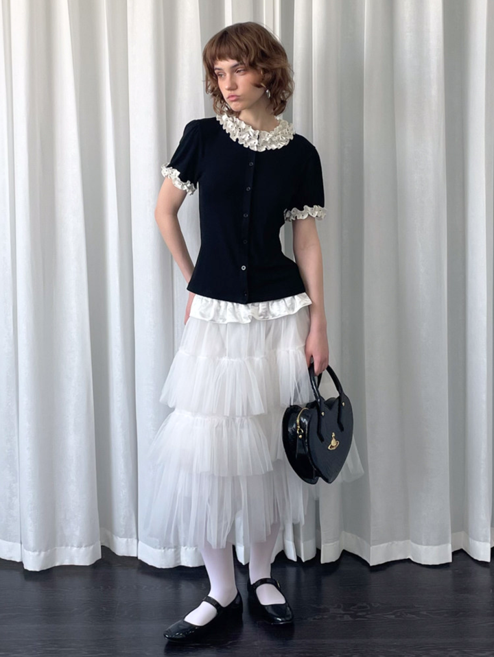 〈Pre Order〉【Loose Smell】Dot Frill Rib Top