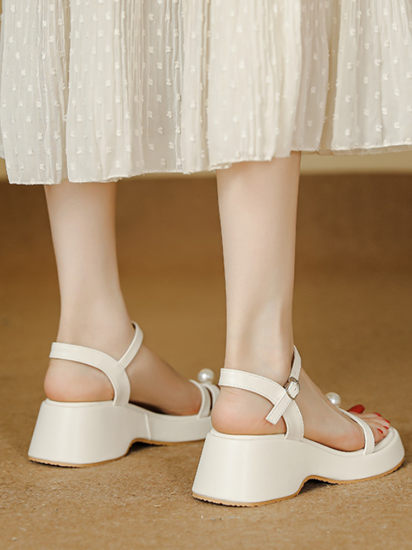 Pearl Accent Platform Sandals