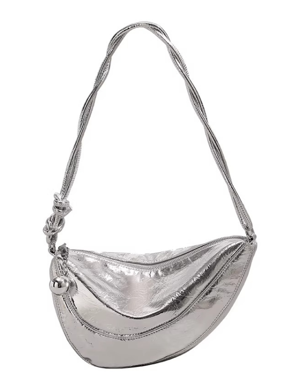 Metallic Crescent Charm Bag