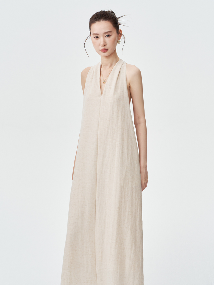 Twist Back Halter Neck Maxi Dress
