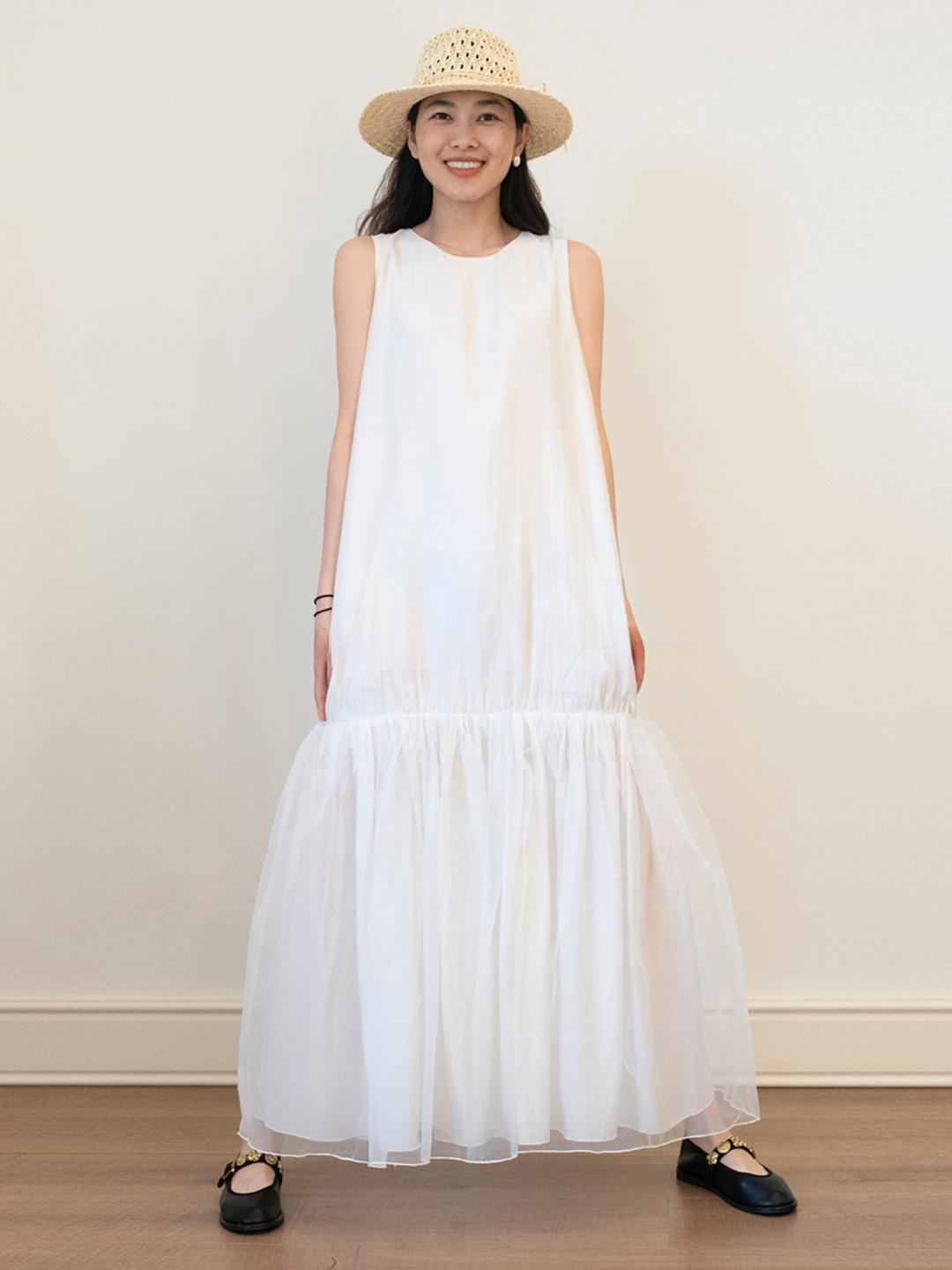 〈Pre Order〉Sheer Hem Sleeveless Dress