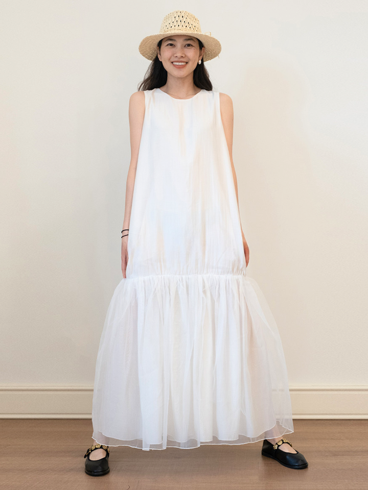 〈Pre Order〉Sheer Hem Sleeveless Dress