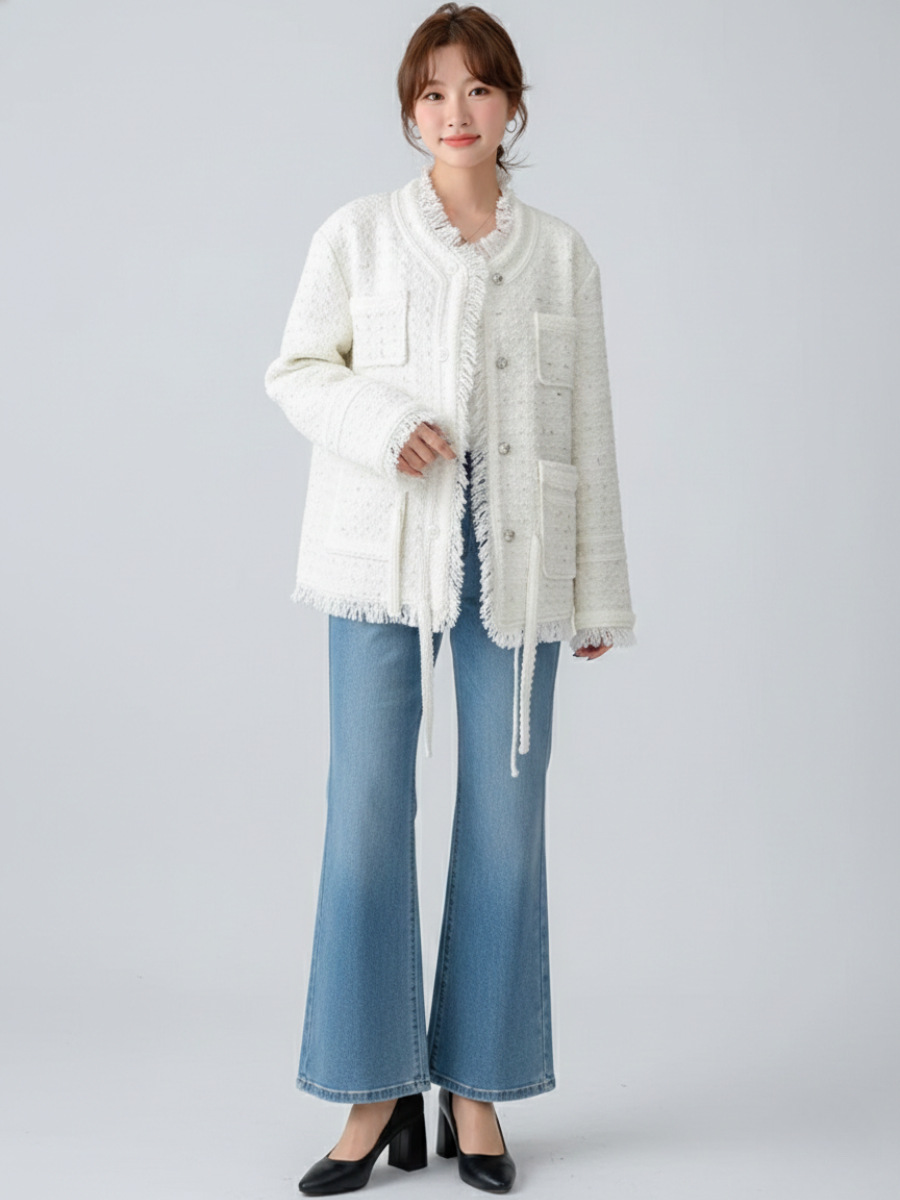 Soft Fringe Tweed Jacket