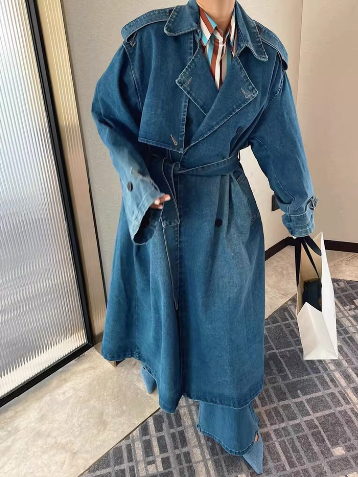 Relaxed Denim Trench Coat