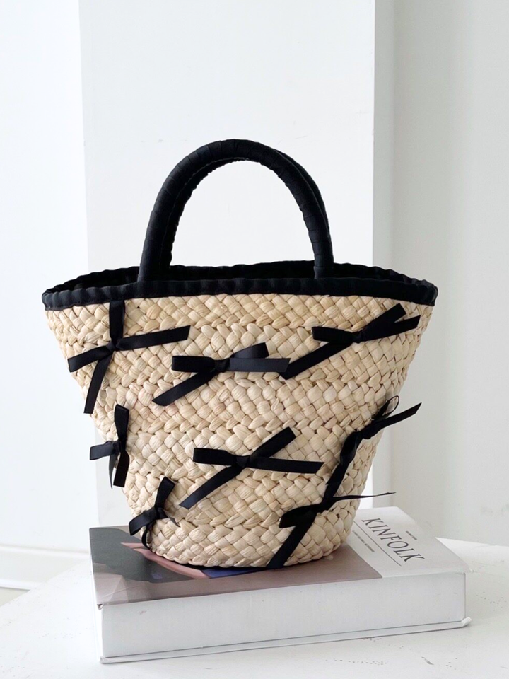 Noir Ribbon Basket Bag