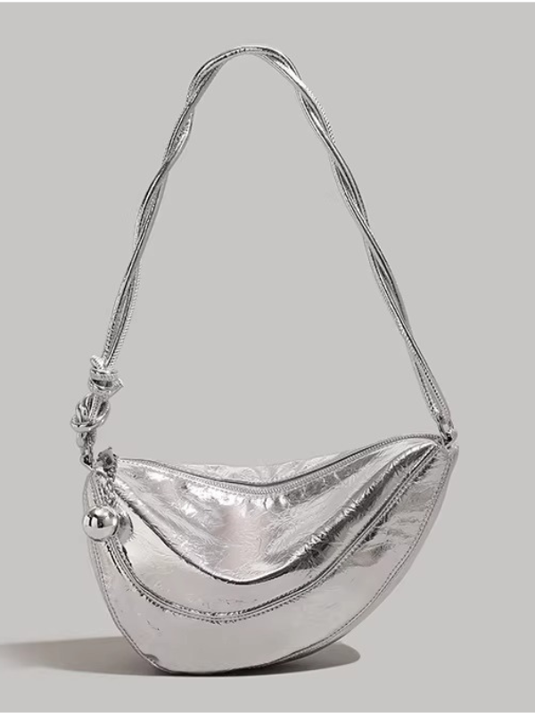 Metallic Crescent Charm Bag