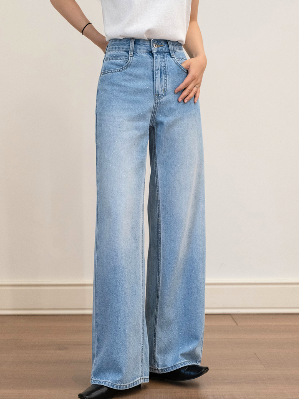 Subtle Glitter Wide Straight Denim（XS〜XL）
