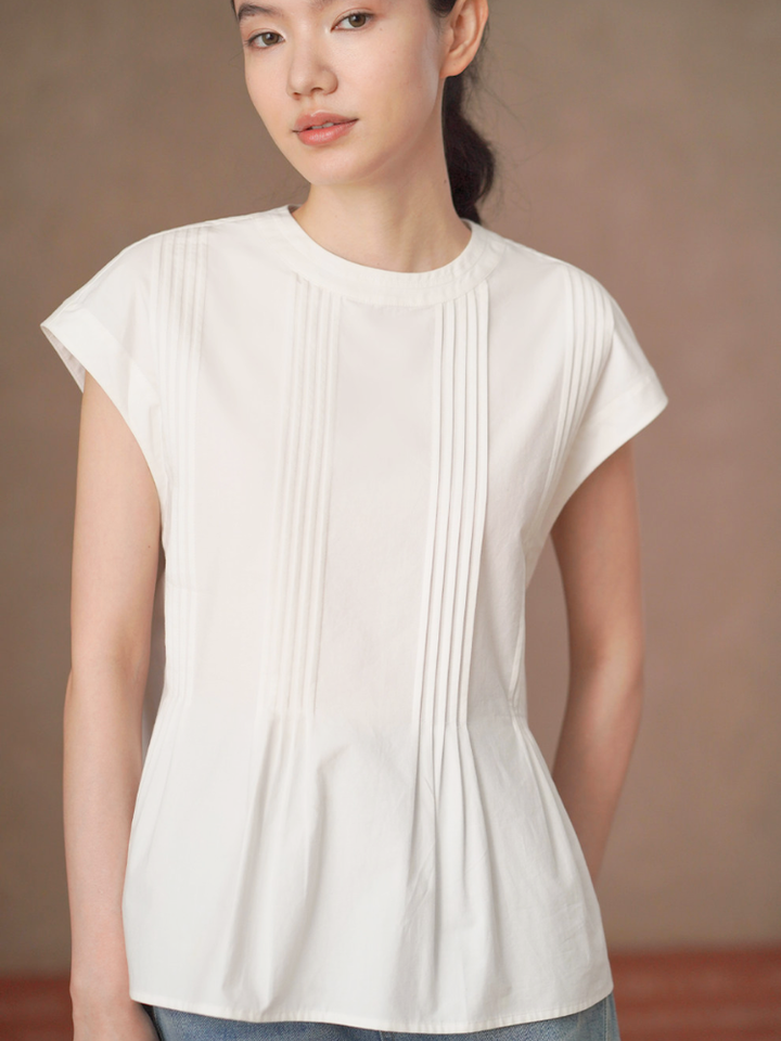 Pintuck Peplum Blouse