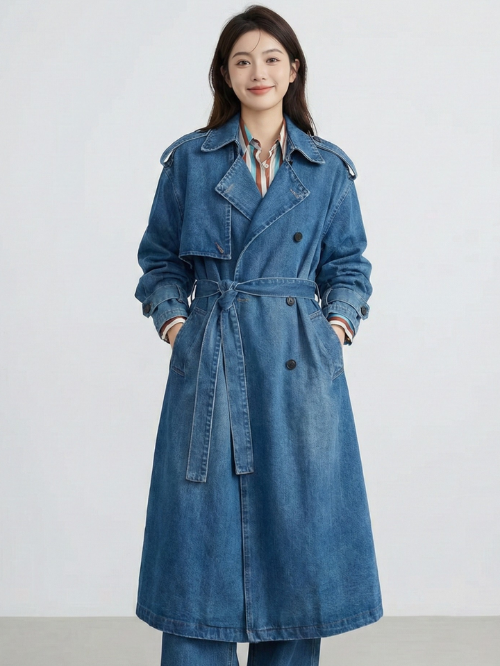 Relaxed Denim Trench Coat