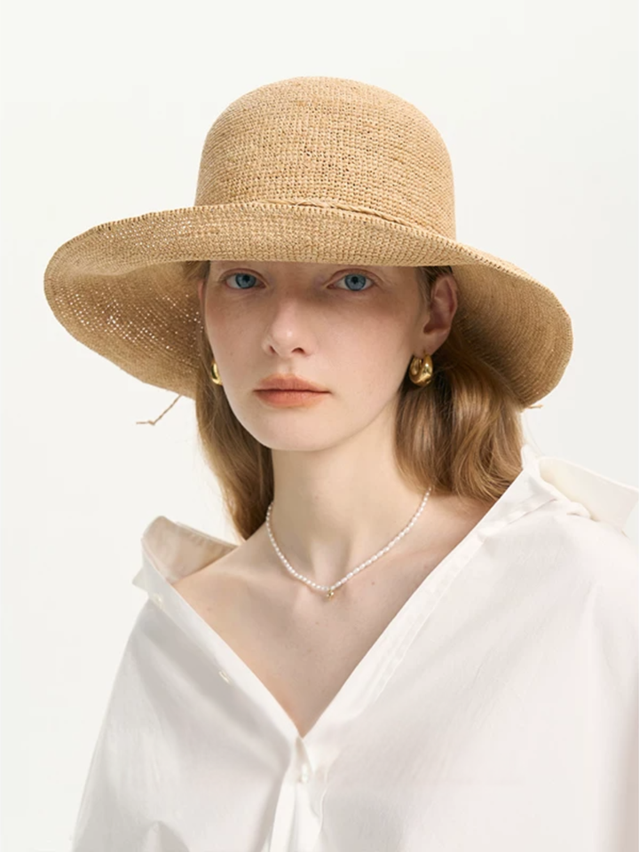 Natural Raffia Wide Brim Hat