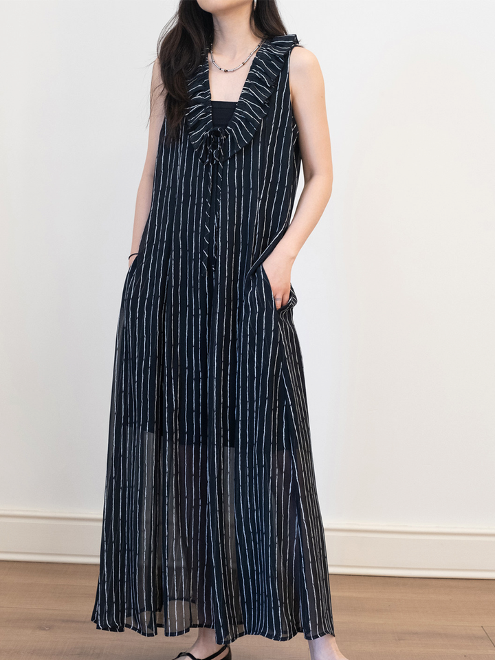 Sheer Ruffle Maxi Dress