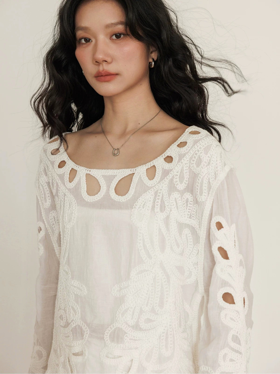 Loop Lace Sheer Blouse