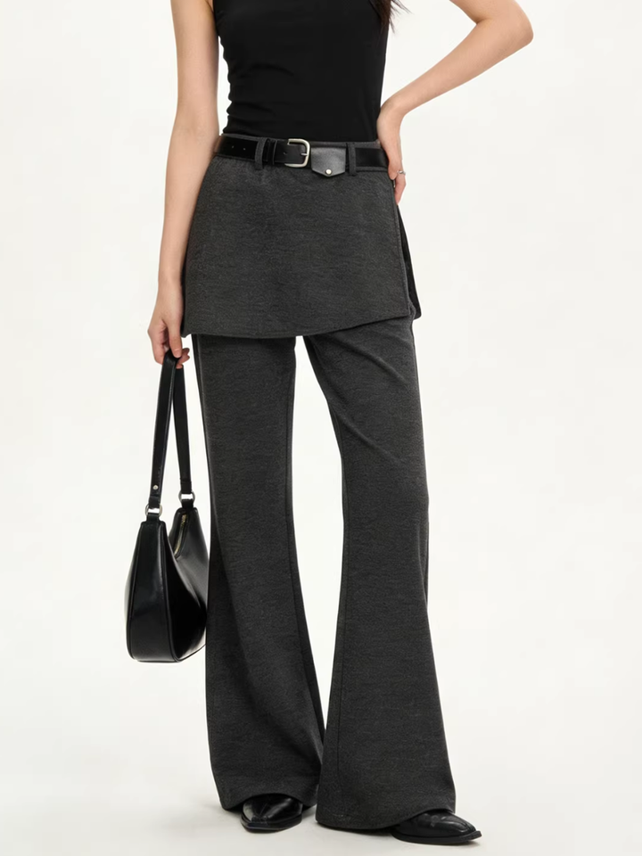 Layered Skirt Flare Pants