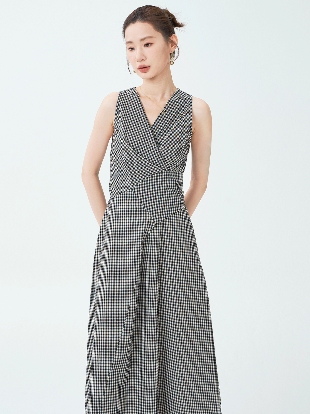 Gingham Wrap Flare Dress
