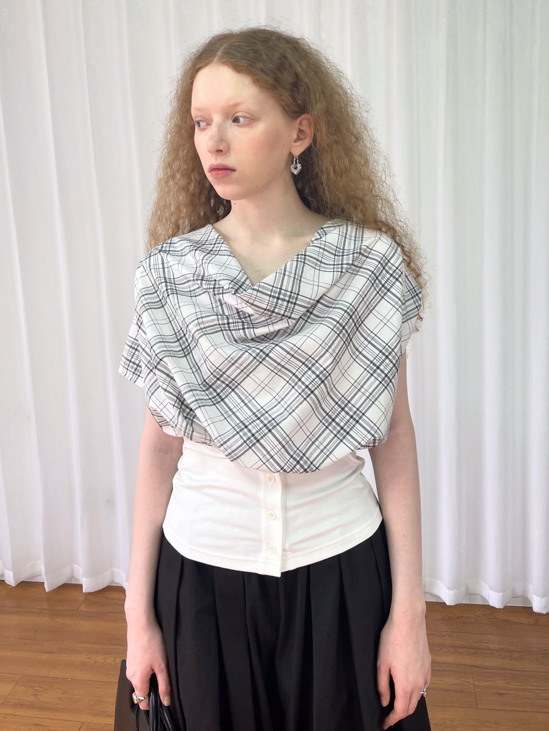 【Loose Smell】Draped Check Top