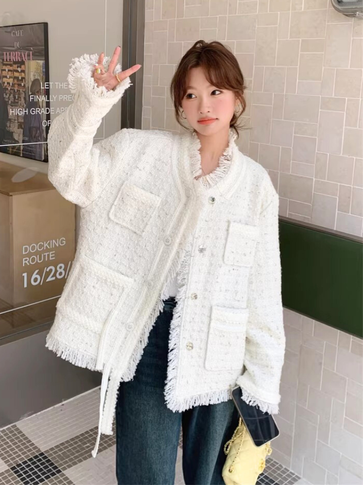 Soft Fringe Tweed Jacket