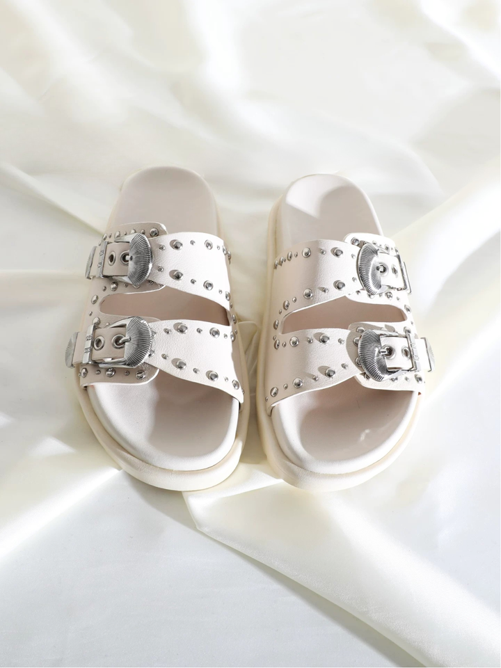 Concho Stud Double Strap Sandals