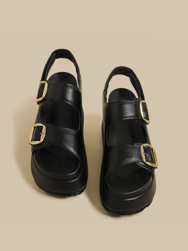 Double Buckle Platform Sandals