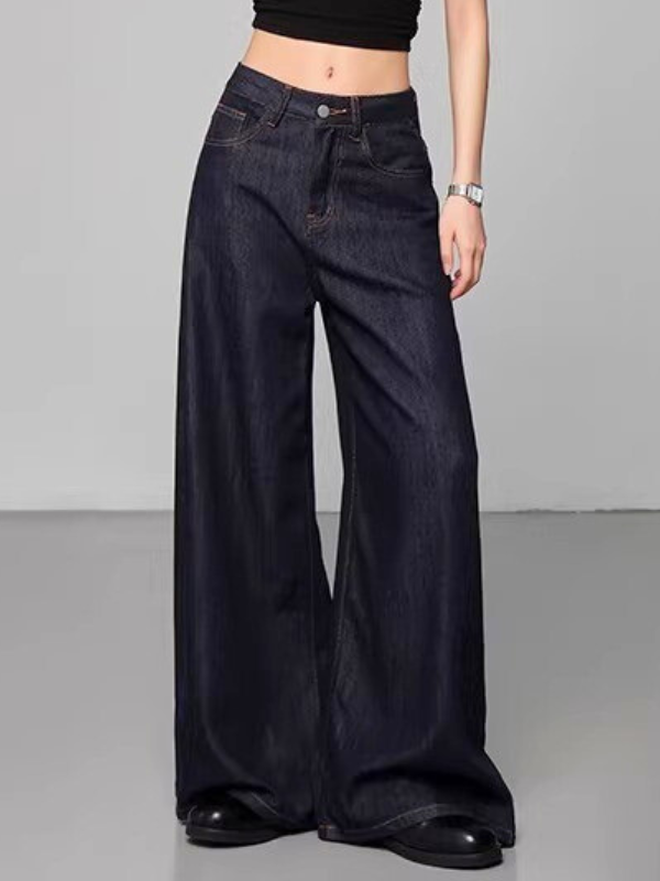 Length-Selectable Wide Denim Pants