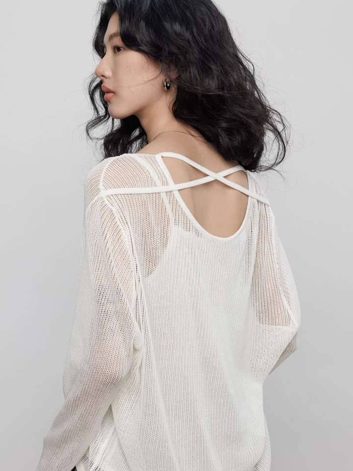 〈Pre order〉Back Cross Sheer Knit Set