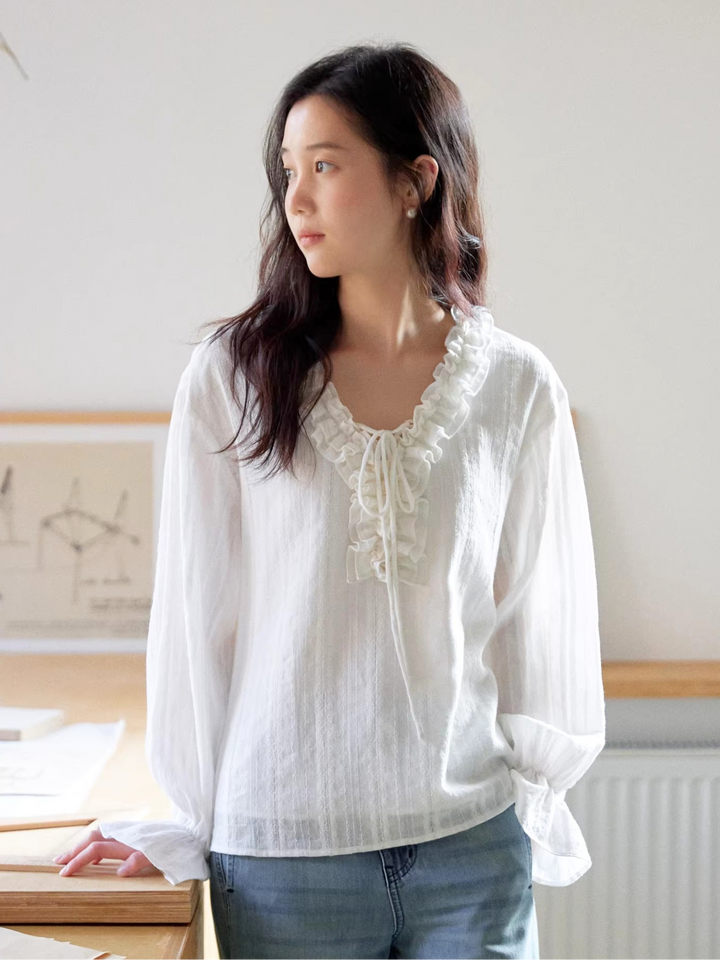 Ruffle Ribbon Blouse