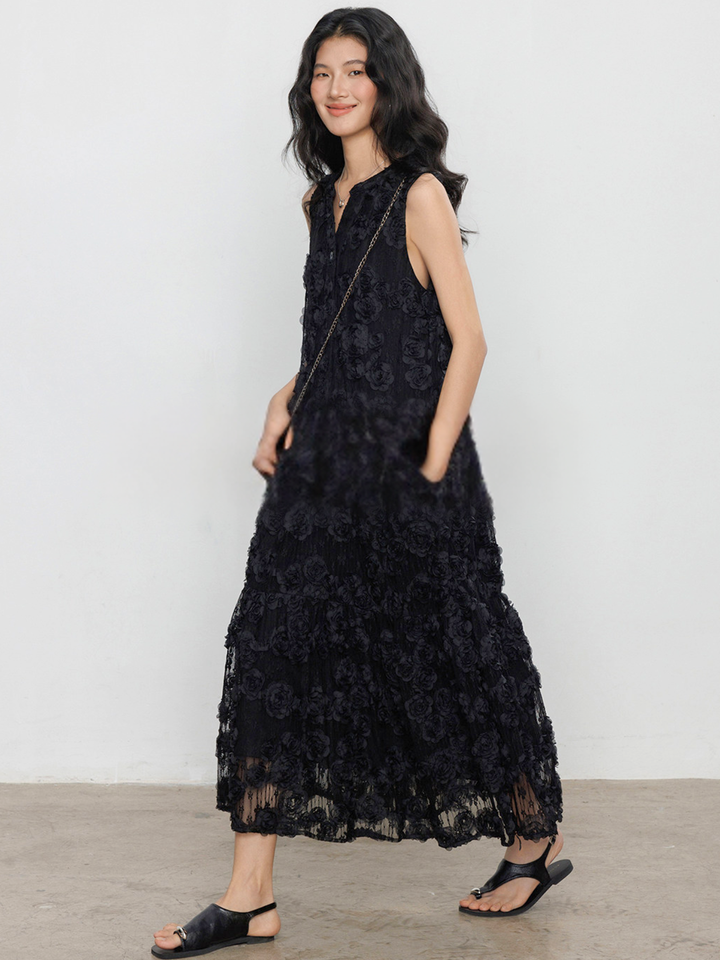 〈Pre order〉Noir Flower Lace Dress