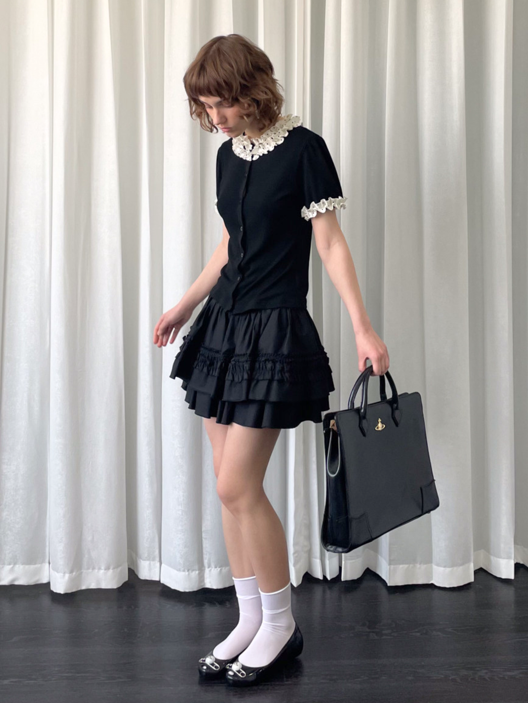 〈Pre Order〉【Loose Smell】Dot Frill Rib Top