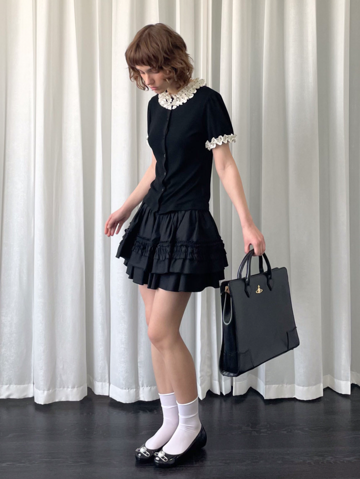 〈Pre Order〉【Loose Smell】Dot Frill Rib Top