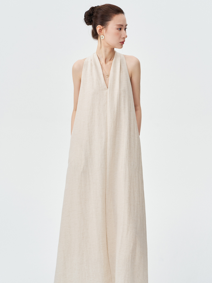 Twist Back Halter Neck Maxi Dress