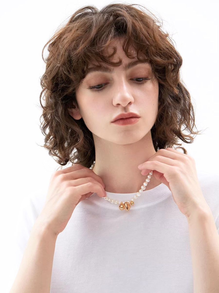 【EGO ACC】Asymmetry Pearl Short Necklace