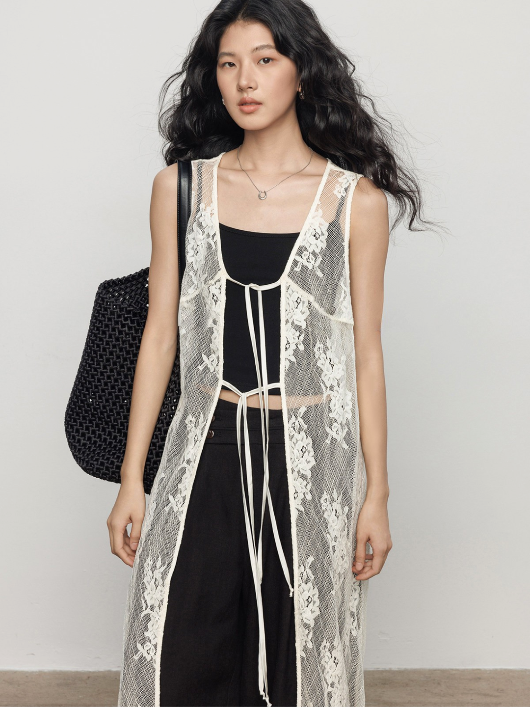 〈Pre Order〉Floral Lace Long Gilet