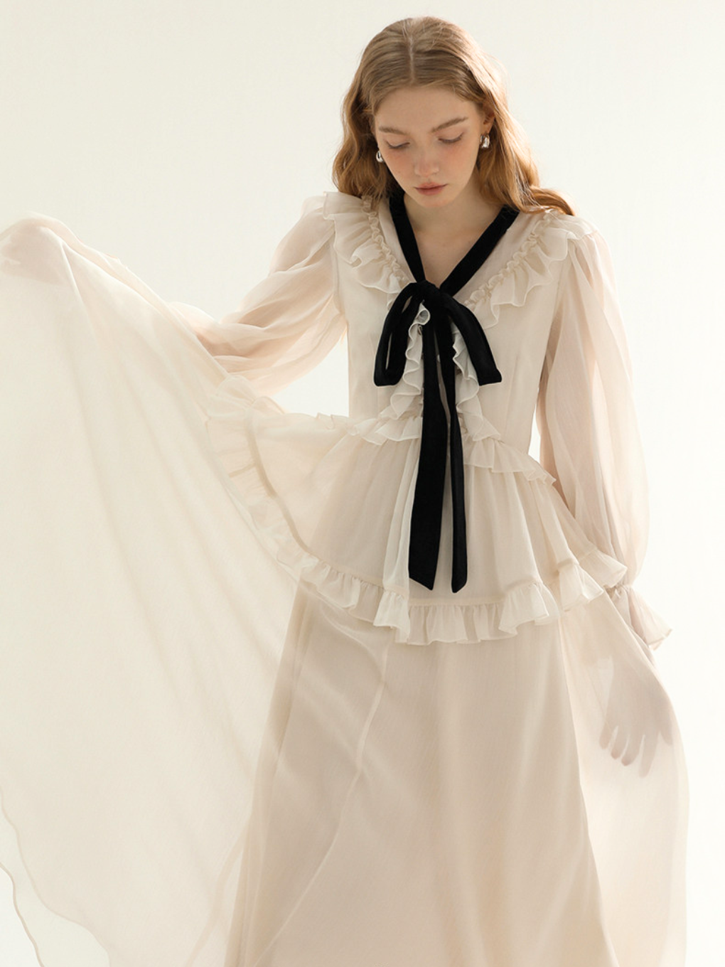 Noir Ribbon Frill Dress