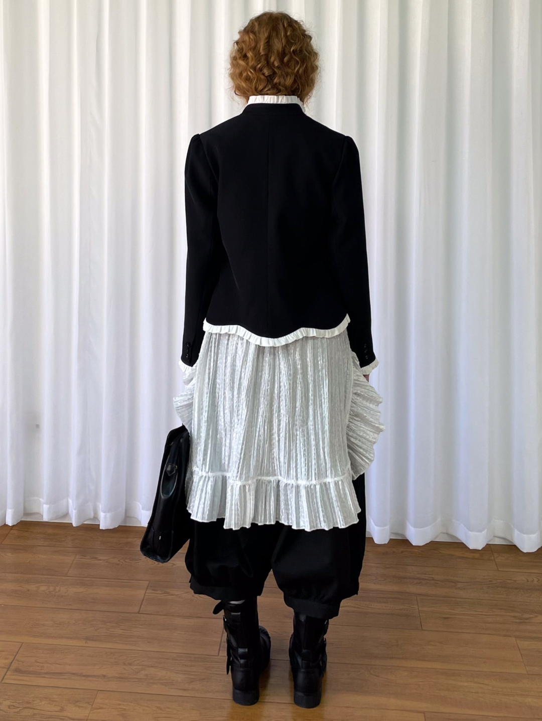 【Loose Smell】Pleated Ruffle Long Blouse