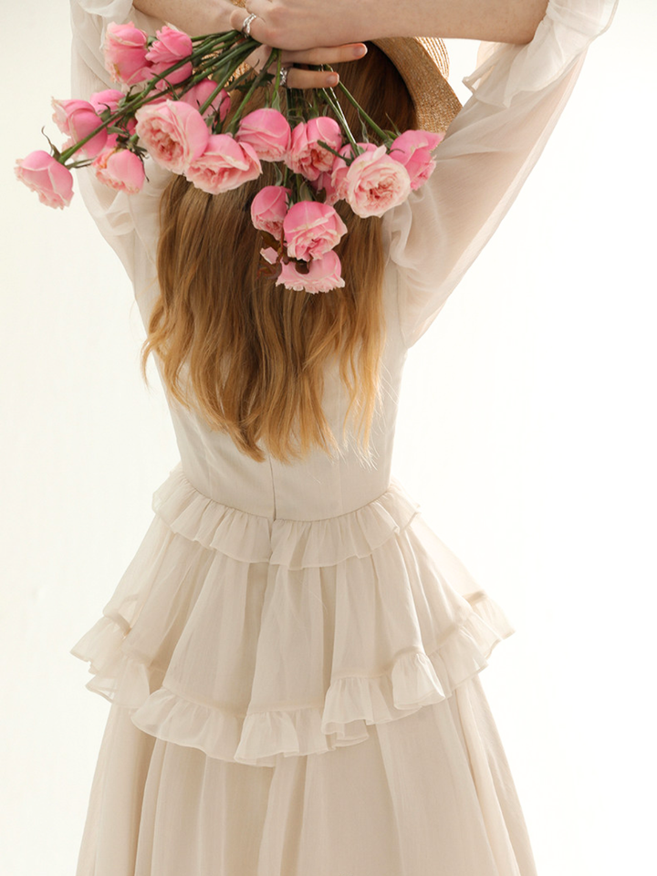Noir Ribbon Frill Dress