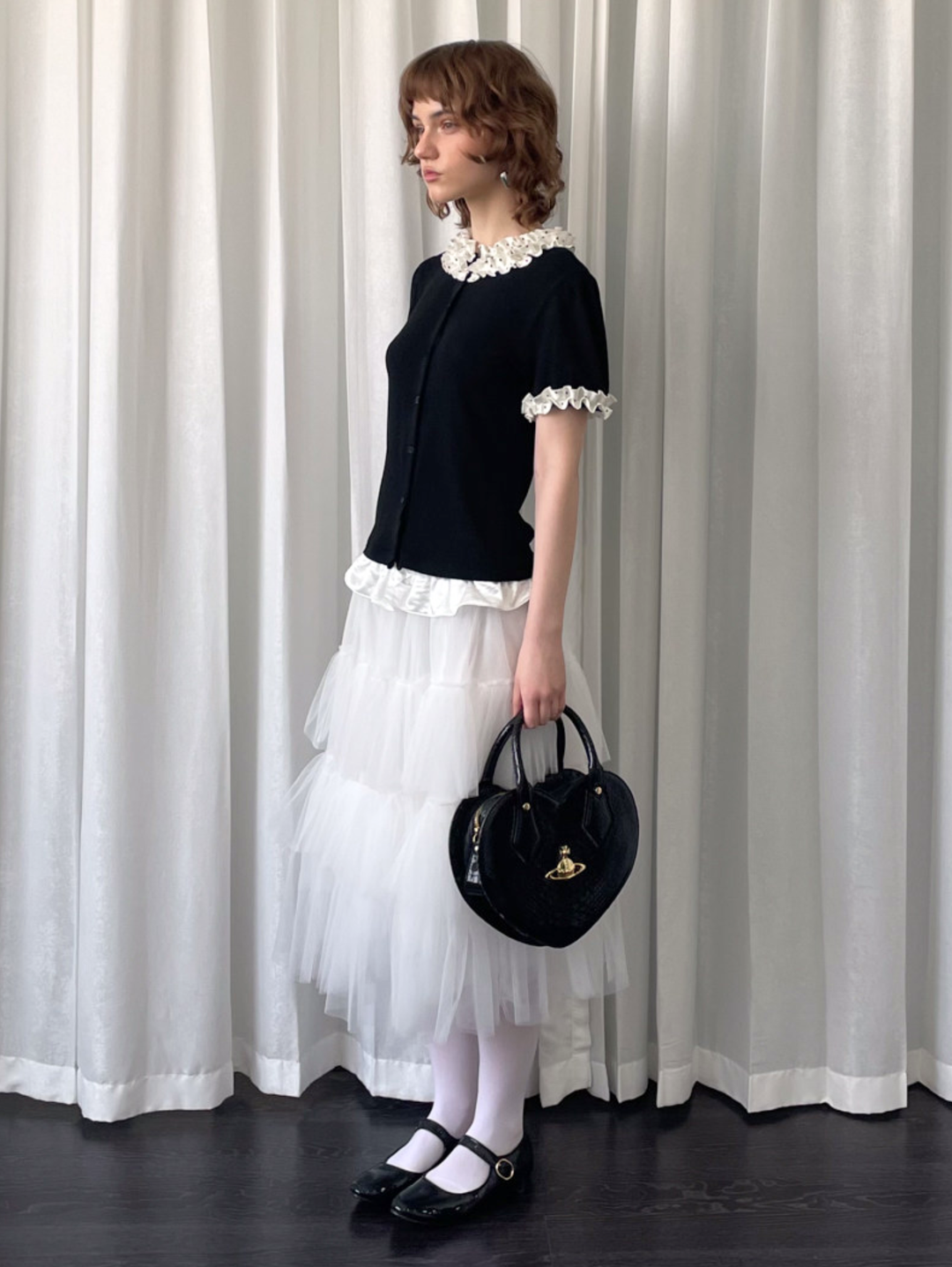 〈Pre Order〉【Loose Smell】Dot Frill Rib Top