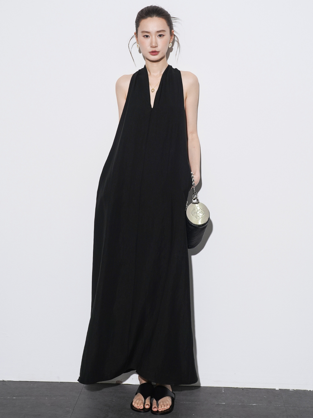 Twist Back Halter Neck Maxi Dress