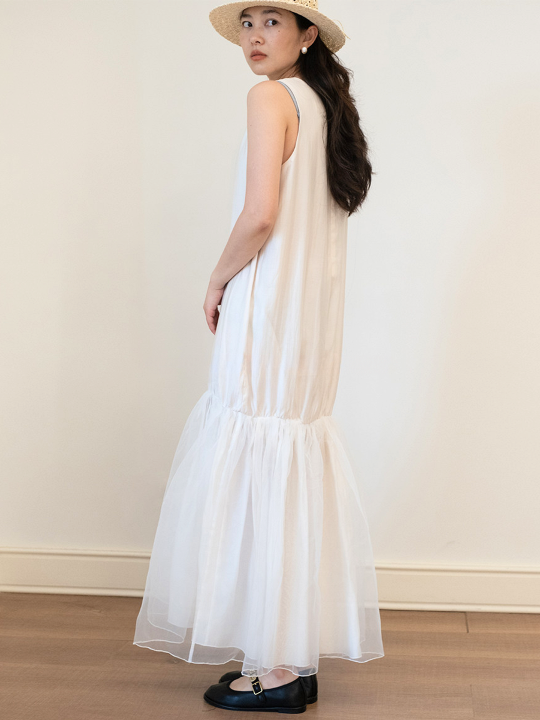 〈Pre Order〉Sheer Hem Sleeveless Dress