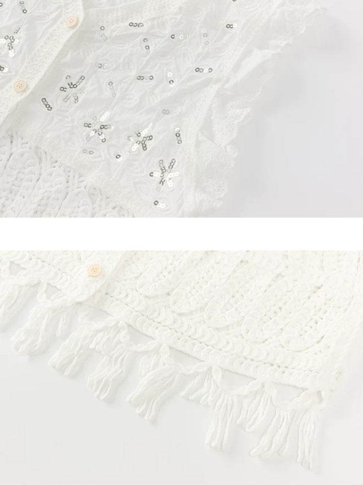 〈Pre order〉Sequin Crochet Lace Top