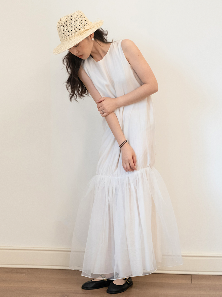 〈Pre Order〉Sheer Hem Sleeveless Dress