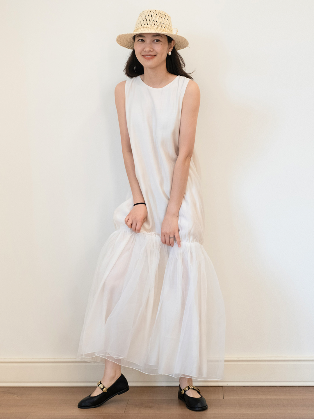 〈Pre Order〉Sheer Hem Sleeveless Dress