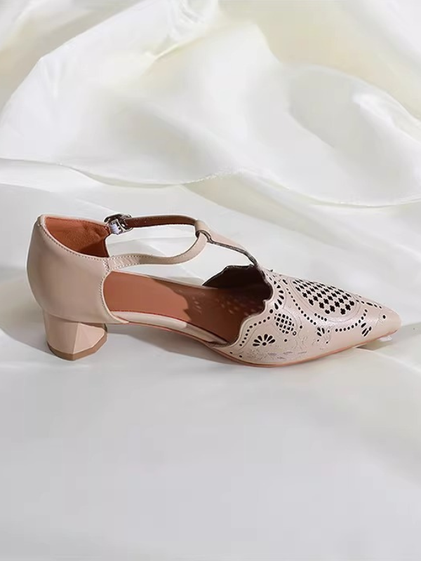Classic Cutwork T-Strap Pumps