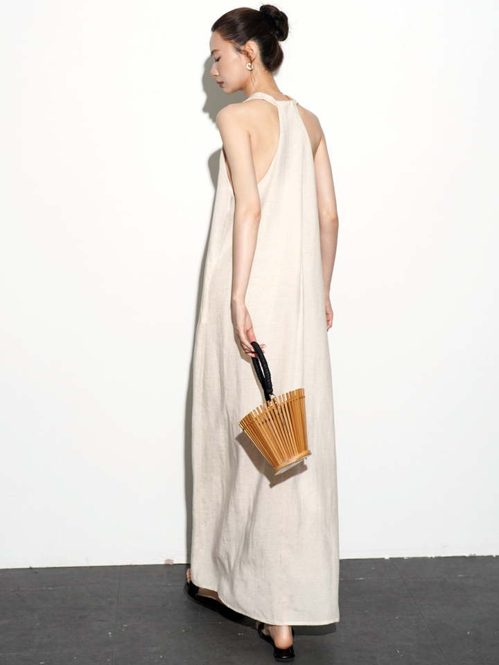 Twist Back Halter Neck Maxi Dress