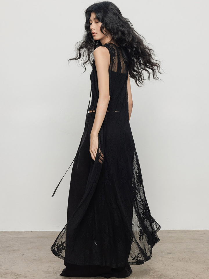〈Pre Order〉Floral Lace Long Gilet