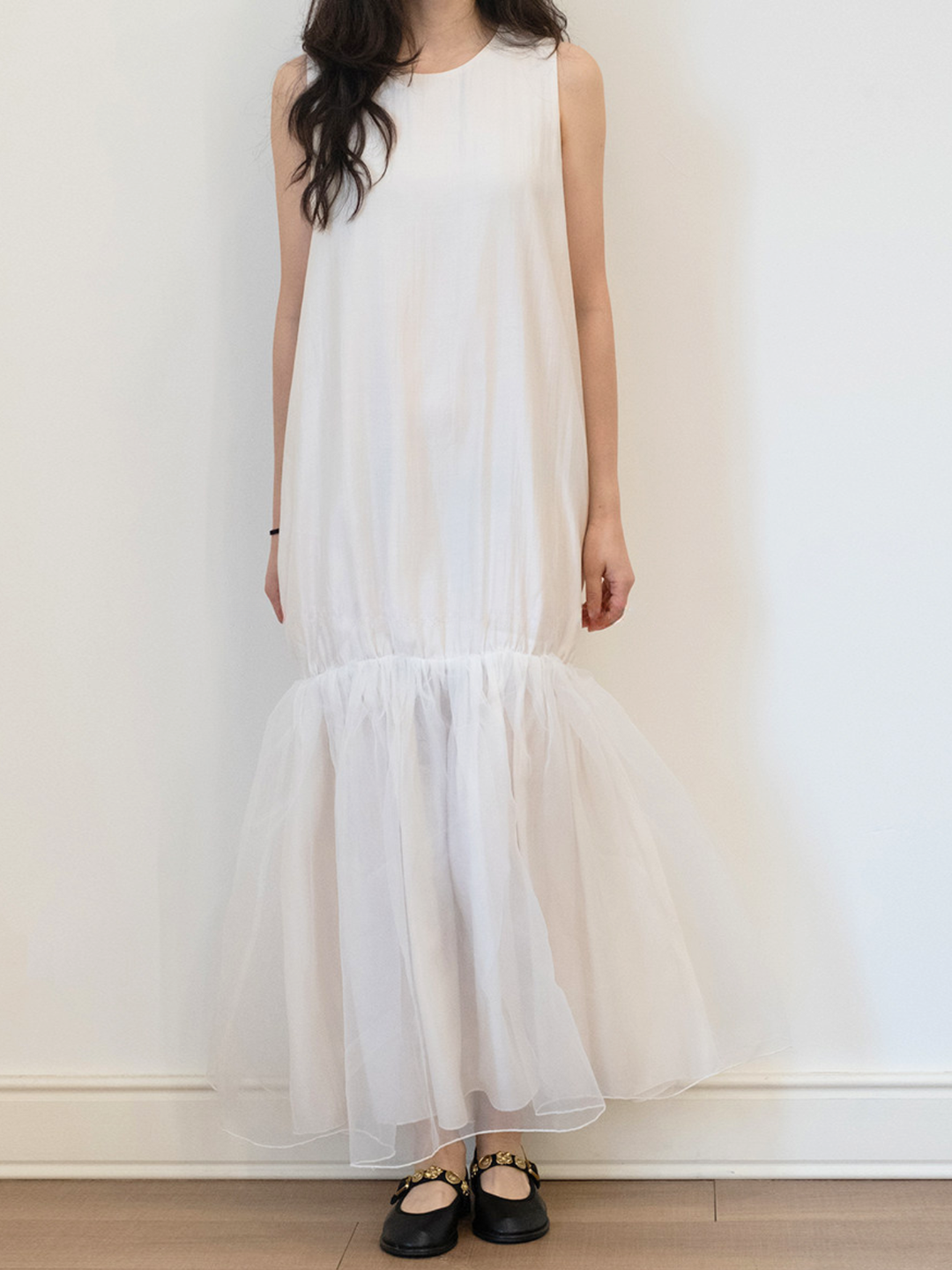 〈Pre Order〉Sheer Hem Sleeveless Dress