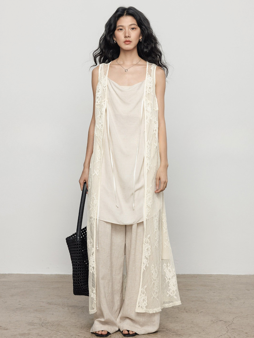 〈Pre Order〉Floral Lace Long Gilet
