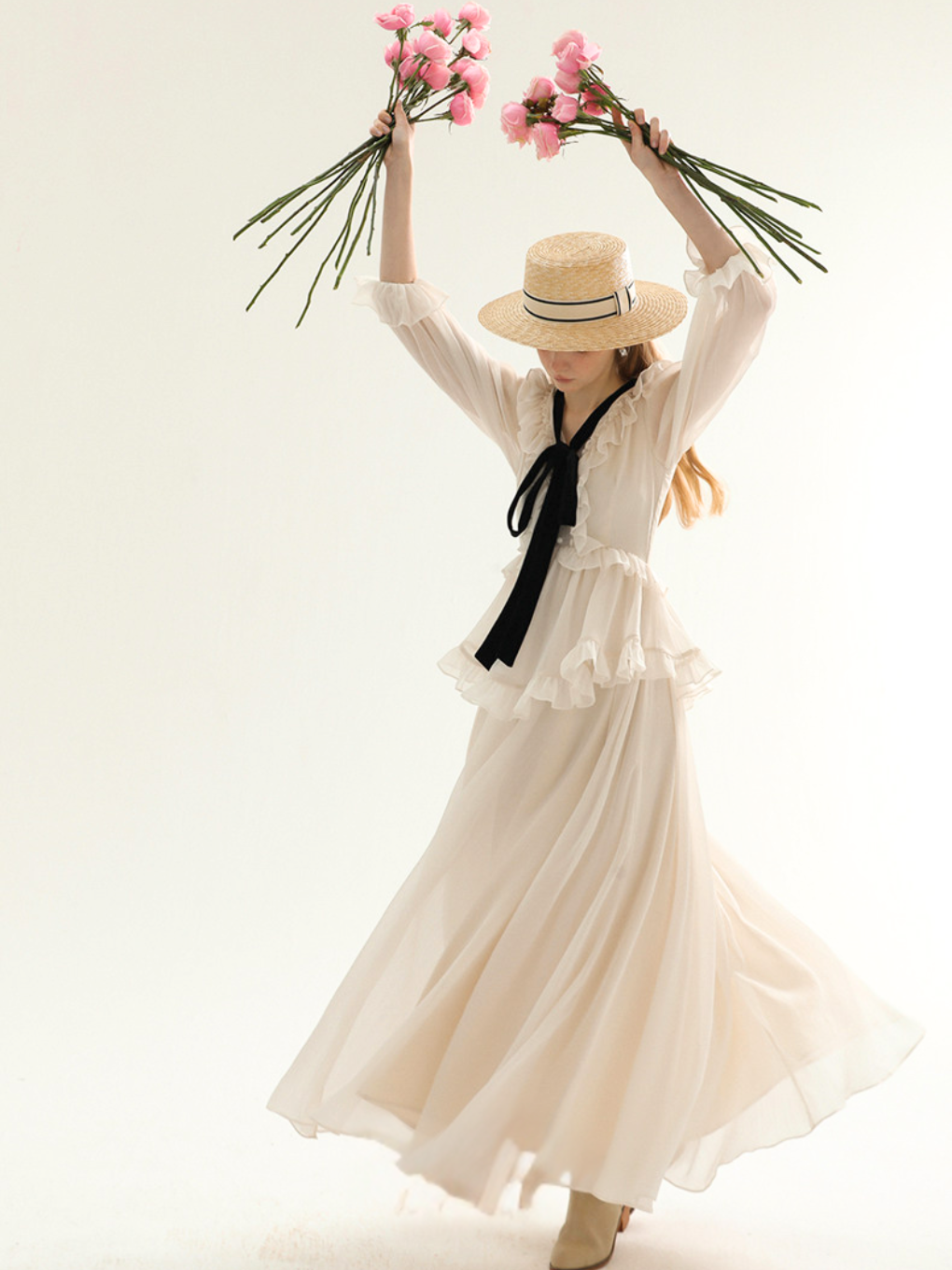 Noir Ribbon Frill Dress