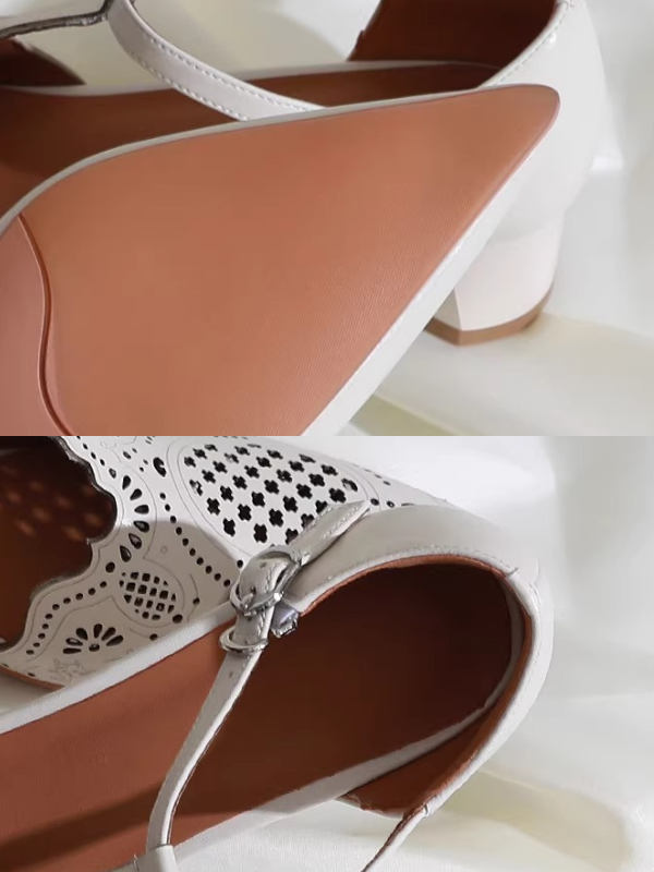 Classic Cutwork T-Strap Pumps