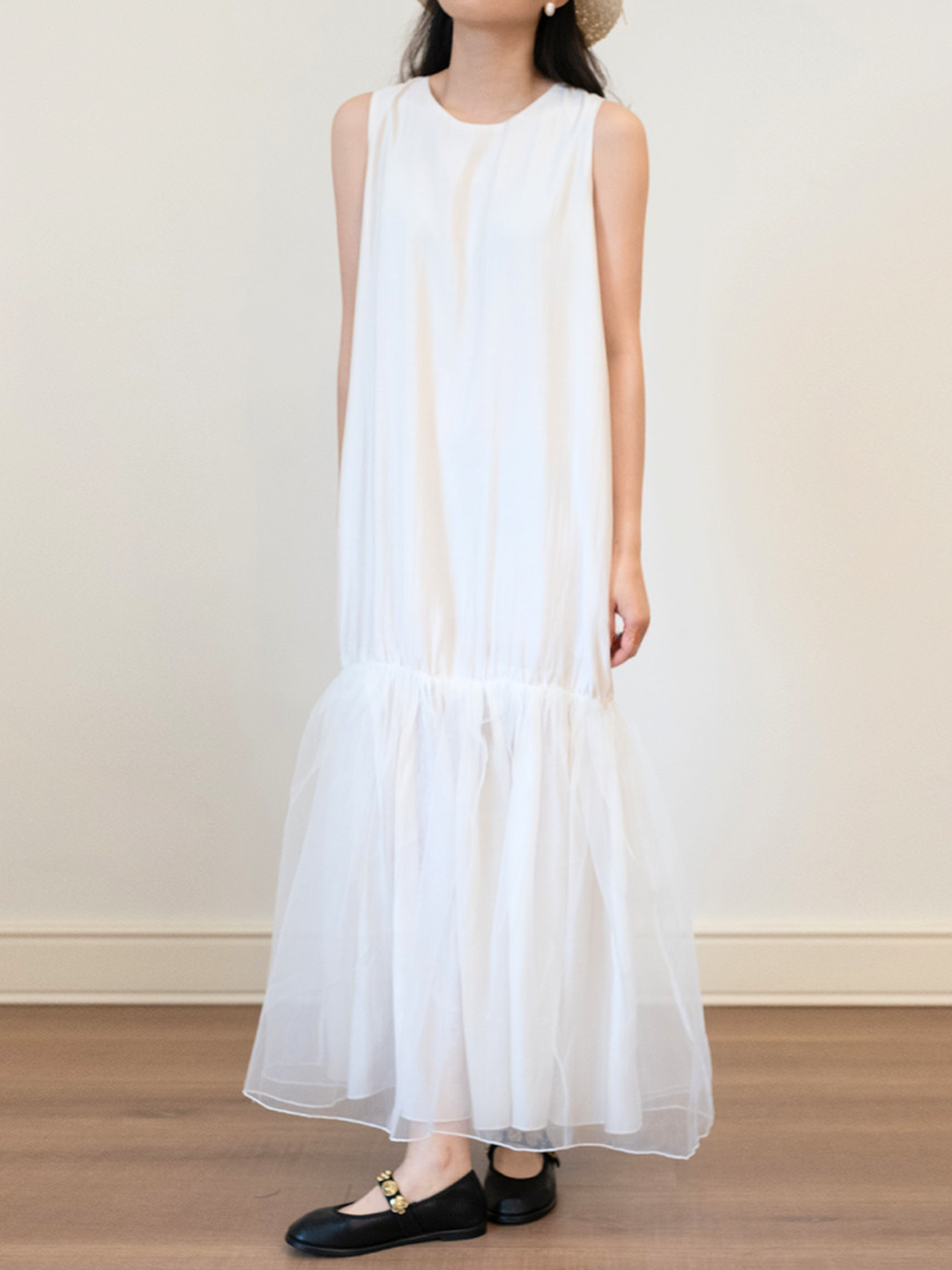 〈Pre Order〉Sheer Hem Sleeveless Dress