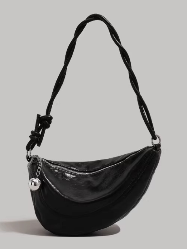 Metallic Crescent Charm Bag